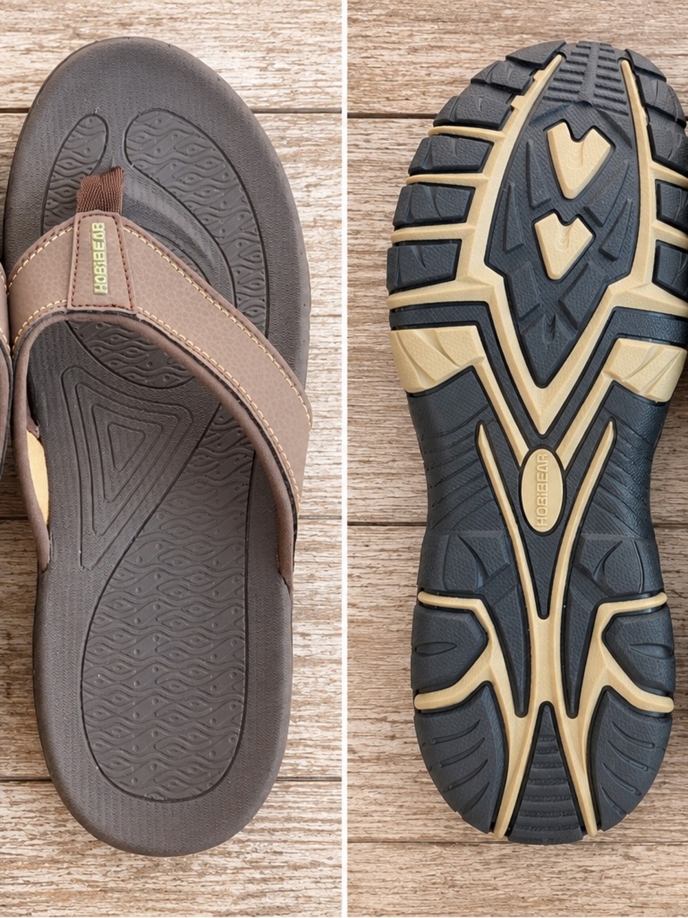 HOBIBEAR Men’s Brown Flip Flop Sandals – Size 7.5 EU 40
